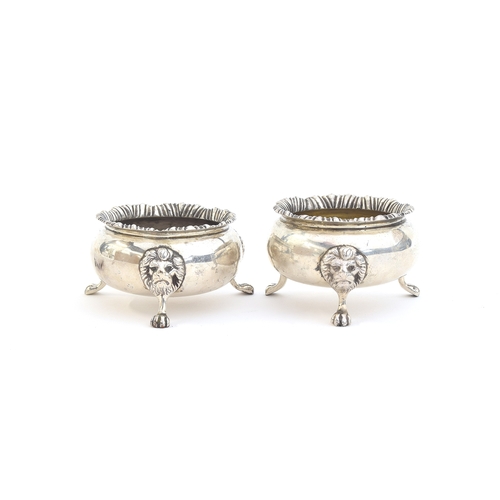 132 - A near pair of silver salts in George III style by Nayler Brothers, London 1954 and 1956, 6.1ozt