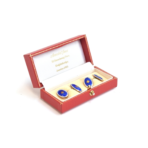 67 - A pair of silver gilt and guilloche enamel cufflinks, Birmingham 1989