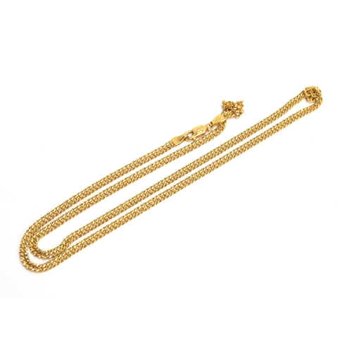 102 - An 18ct gold curb link chain with white gold bright cut detail, 49.5cm unclasped length, 11.6g