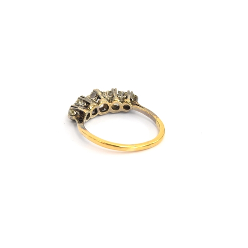 45 - An 18ct gold diamond five stone ring, the five old cut diamonds totalling approx. 1.6cts, size P, 3.... 