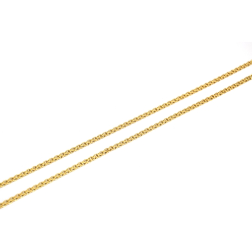 101 - An 18ct gold flat link chain, 49cm long, approx. 9.9g