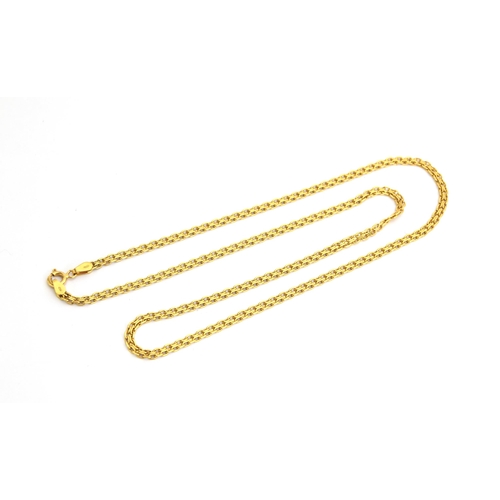 101 - An 18ct gold flat link chain, 49cm long, approx. 9.9g