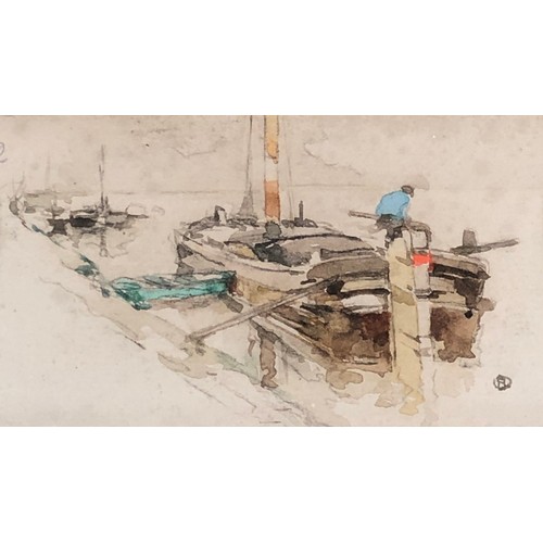 644 - Ferdinand Jean Luigini (French, 1870-1943), the boatman, print, signed in pencil with watercolour re... 