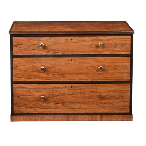 455 - A companion pair of early 20th century rosewood chests of drawers, one a dressing chest with hinged ... 