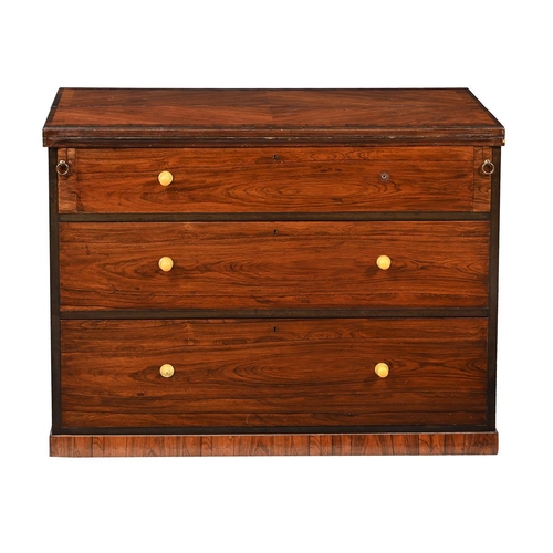 455 - A companion pair of early 20th century rosewood chests of drawers, one a dressing chest with hinged ... 