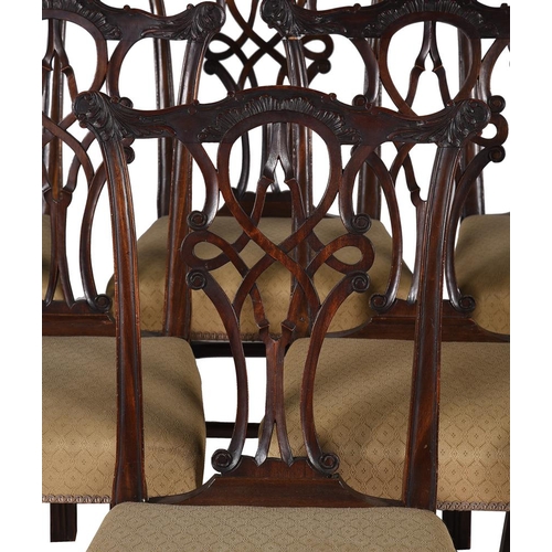 495 - A set of six 19th century mahogany dining chairs, in George III Chippendale style