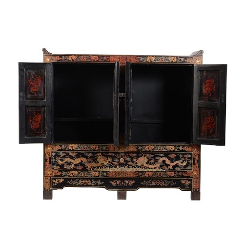 521 - A Chinese painted chest, 20th century, 109cm wide, 37.5cm deep, 103cm high