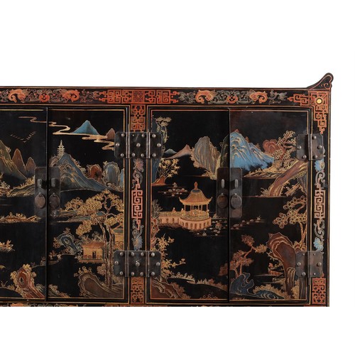 521 - A Chinese painted chest, 20th century, 109cm wide, 37.5cm deep, 103cm high