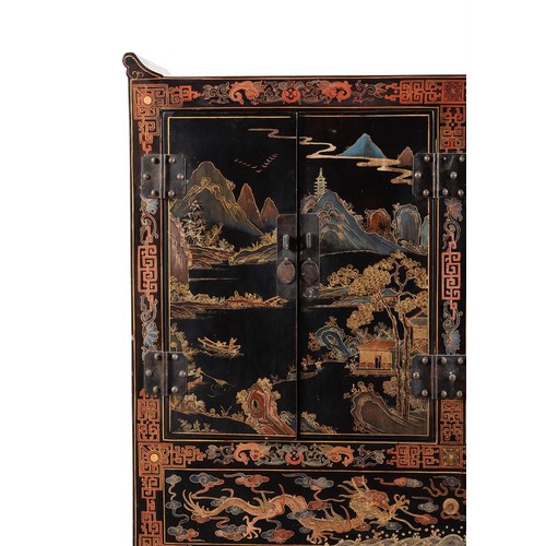 521 - A Chinese painted chest, 20th century, 109cm wide, 37.5cm deep, 103cm high