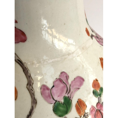 168 - A pair of large Chinese famille rose baluster vases decorated with scenes of birds amongst foliage, ... 