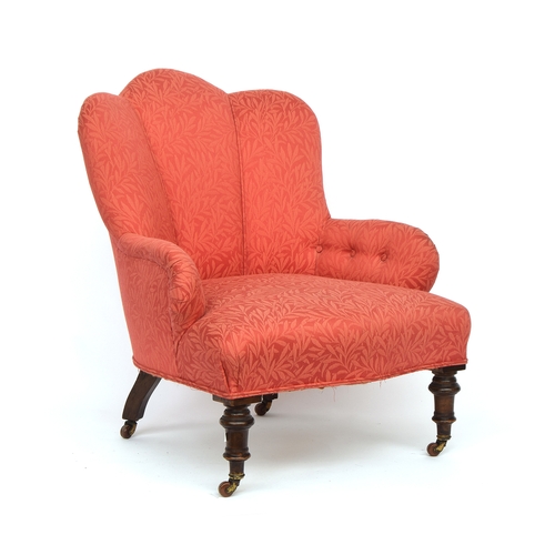 505 - A Victorian bedroom armchair by Cornelius V Smith, shell back, freshly upholstered in a William Morr... 