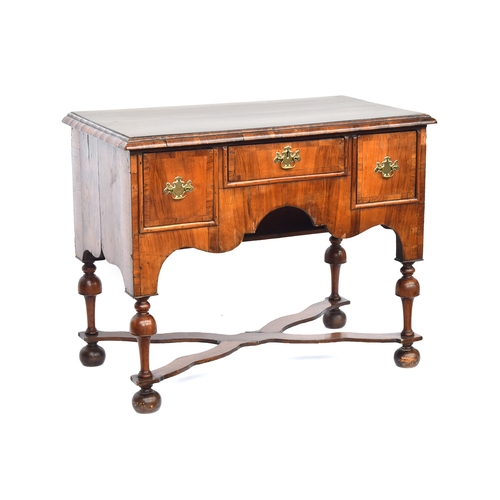 460 - A William & Mary walnut lowboy, moulded top over three drawers, 104cm wide, 57cm deep, 83cm high