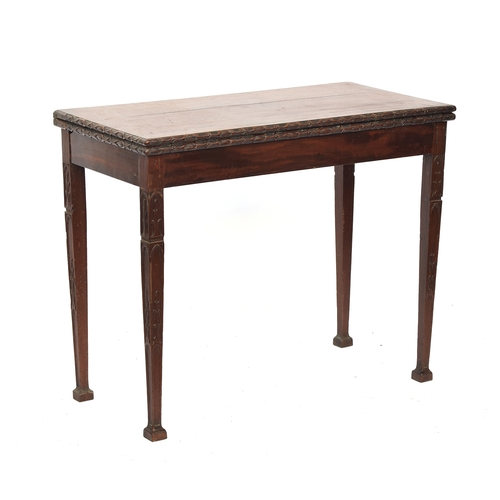 470 - A 19th century mahogany concertina card table, the foldover top with carved border, the concertina h... 