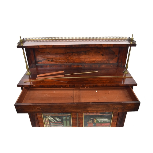 485 - A George IV rosewood and gilt metal mounted chiffonier, c.1830, the superstructure with three quarte... 