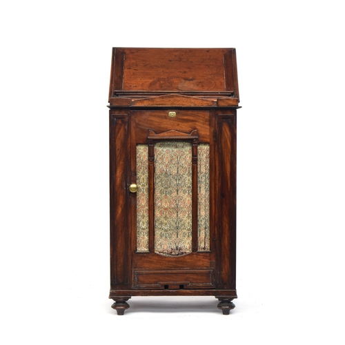 487 - A 19th century lectern or reading stand, hinged top, with cupboard below opening to two shelves, 50c... 