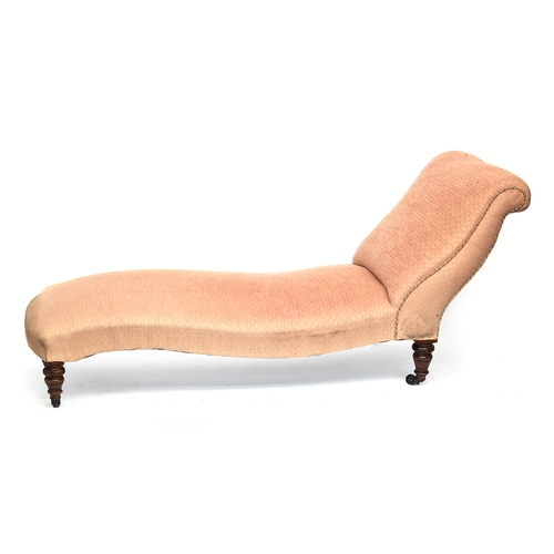 509 - A 19th century chaise longue or daybed, on turned legs and ceramic casters, 183cm long