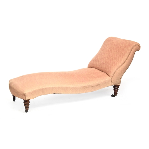 509 - A 19th century chaise longue or daybed, on turned legs and ceramic casters, 183cm long