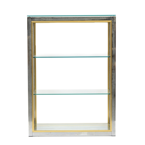 533 - A Renato Zevi chrome and glass shelving unit, with four shelves, 76cm wide, 37cm deep, 105cm high