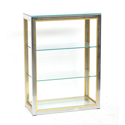 533 - A Renato Zevi chrome and glass shelving unit, with four shelves, 76cm wide, 37cm deep, 105cm high