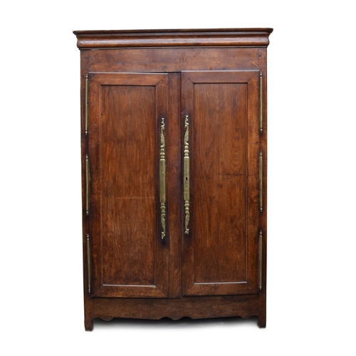 456 - An 18th century French armoire, the doors opening to three shelves, 135cm wide, 55cm deep, 220cm hig... 