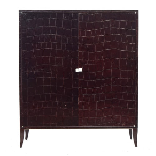 537 - Philippe Delzers for Elitis, Chacun Sa Verite crocodile leather cabinet, opening to shelves and thre... 