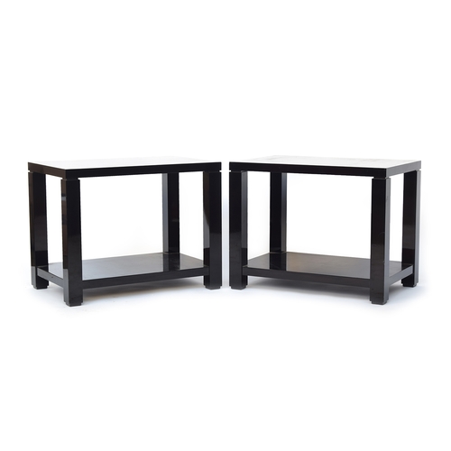 548 - Hugues Chevalier for Gotham, a pair of contemporary black lacquer side tables, 70cm wide, 46cm deep,... 