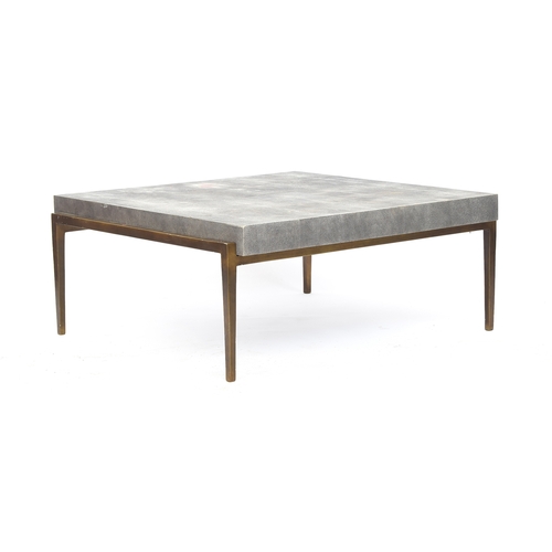 539 - A Ginger Brown contemporary shagreen TB COF METEOR coffee table, raised on a patinated metal base, R... 