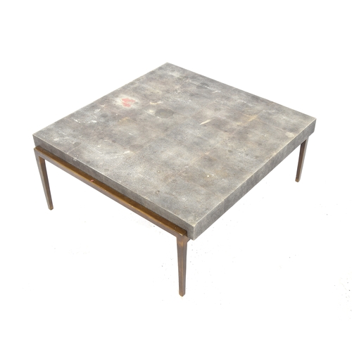 539 - A Ginger Brown contemporary shagreen TB COF METEOR coffee table, raised on a patinated metal base, R... 