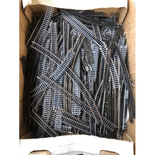 323 - Three Boxes of model train accessories to include carriages, track, power units, Hornby, Bachmann et... 