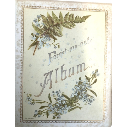 460 - A partly-filled Victorian photograph album in heavily embossed tooled leather binding. The 'Forget-M... 