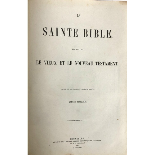 496 - A FRENCH BIBLE: 1866 in tooled binding. Gilt to all page ends in Good (at least) condition throughou... 