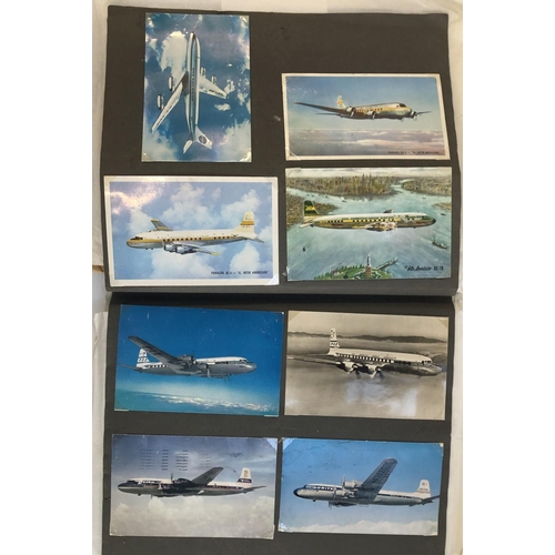 537 - POSTCARDS AND EPHEMERA CIVIL AVIATION: In a 'postcard' album, civil aircraft and world airports to i... 