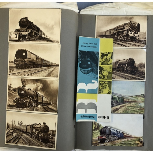 539 - POSTCARDS: British steam railways (many engines inc. Flying Scot etc.) in three 50s/60s scrapbooks (... 