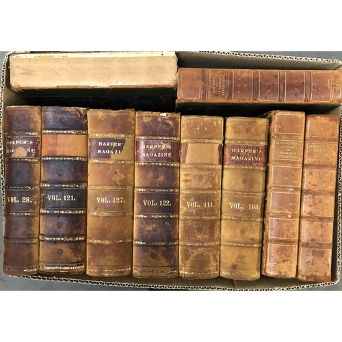 544 - BINDINGS, HARPER'S MAGAZINE: c. 48 vols in uniform bindings, three-quarter calf, some rather worn/ru... 