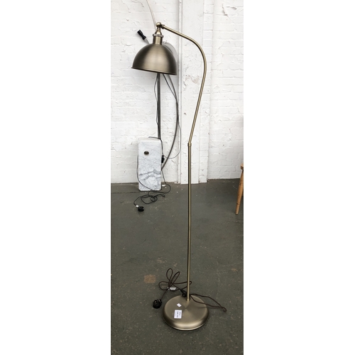 923 - A pair of brushed metal standard lamps, each 153cmH