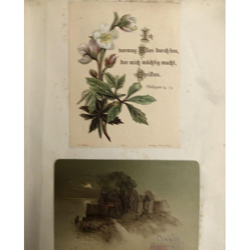 367 - A late Victorian post card album, containing over 120 greetings cards including Christmas and Valent... 