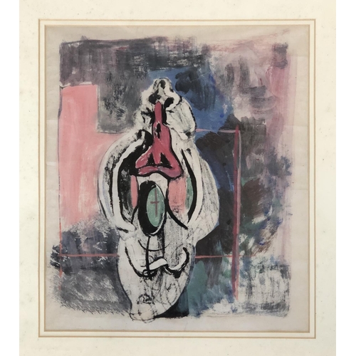 678 - Julius B. Stafford-Baker (1904-1988), abstract form in pink, mixed media, 36x31cm