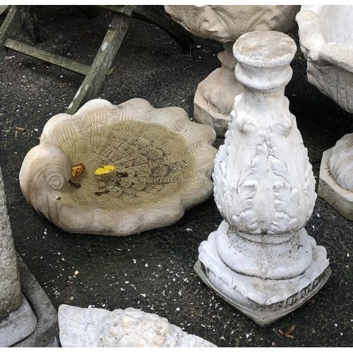 811 - A scallop shell bird bath, together with a support