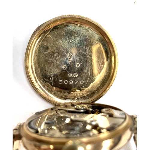 114 - A 9ct gold cased early 20th century wristwatch with enamel dial, with later plated Excalibur strap; ... 