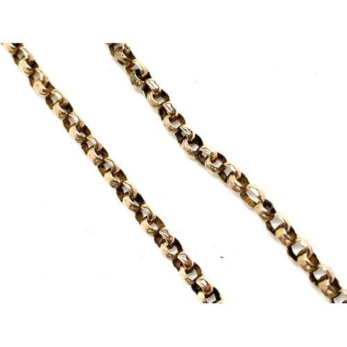 83 - A yellow metal belcher chain, 42cm long unclasped, 6g