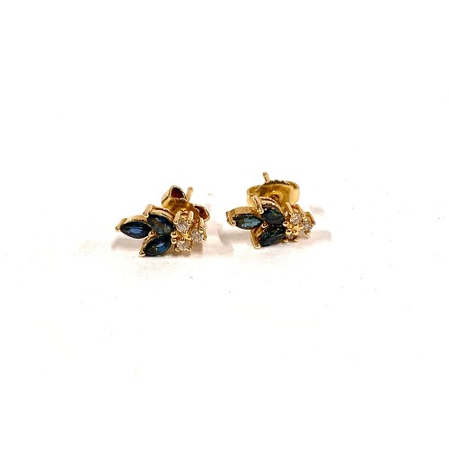 59 - A pair of 18ct gold, sapphire and diamond stud earrings, 1.1cmL, gross weight 2g