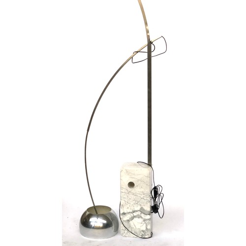 831 - A very large contemporary brushed steel and marble standard lamp, the extremely heavy marble base 55... 