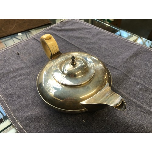 123 - A George III silver teapot by Rebecca Emes & Edward Barnard I, London 1818, of compressed circular f... 