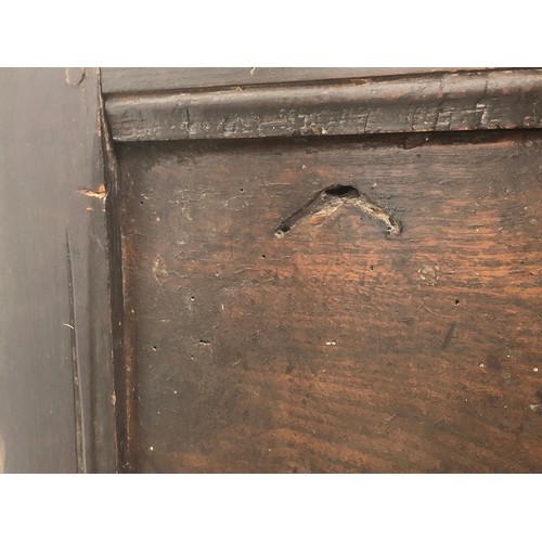 449 - An 18th century mahogany dresser base, the moulded top over three heavily cockbeaded drawers, on squ... 