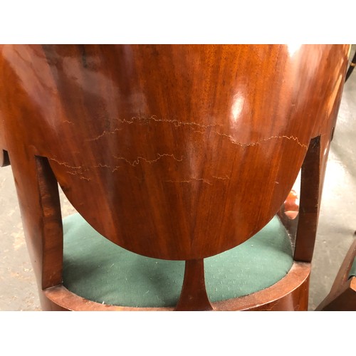 497 - A pair of mahogany Russian Biedermeier klizmos style side chairs, stuffover upholstered seats, 61cm ... 