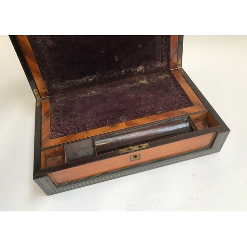 396 - A Victorian ebonised writing box, interior AF, 41cmW; together with a further mahogany box