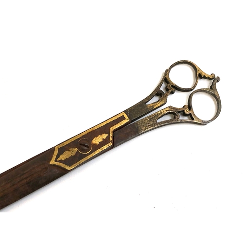 364 - A pair of late 18th/early 19th century Ottoman damascene steel scissors, 23.5cm long