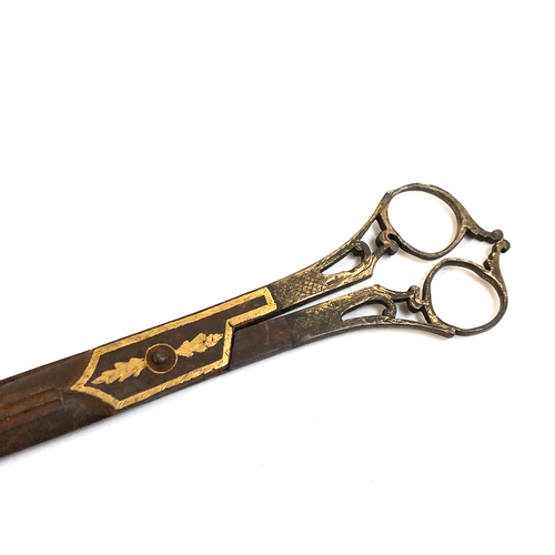 364 - A pair of late 18th/early 19th century Ottoman damascene steel scissors, 23.5cm long