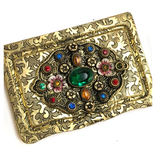 368 - A 20th century Czech gilt metal, paste and enamel cigarette case; together with an Art Deco Vogue Va... 