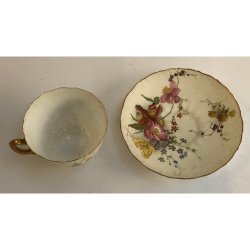 267 - A late 19th/early 20th century Royal Worcester blush ivory teacup and saucer, rd no. 190547, the sau... 